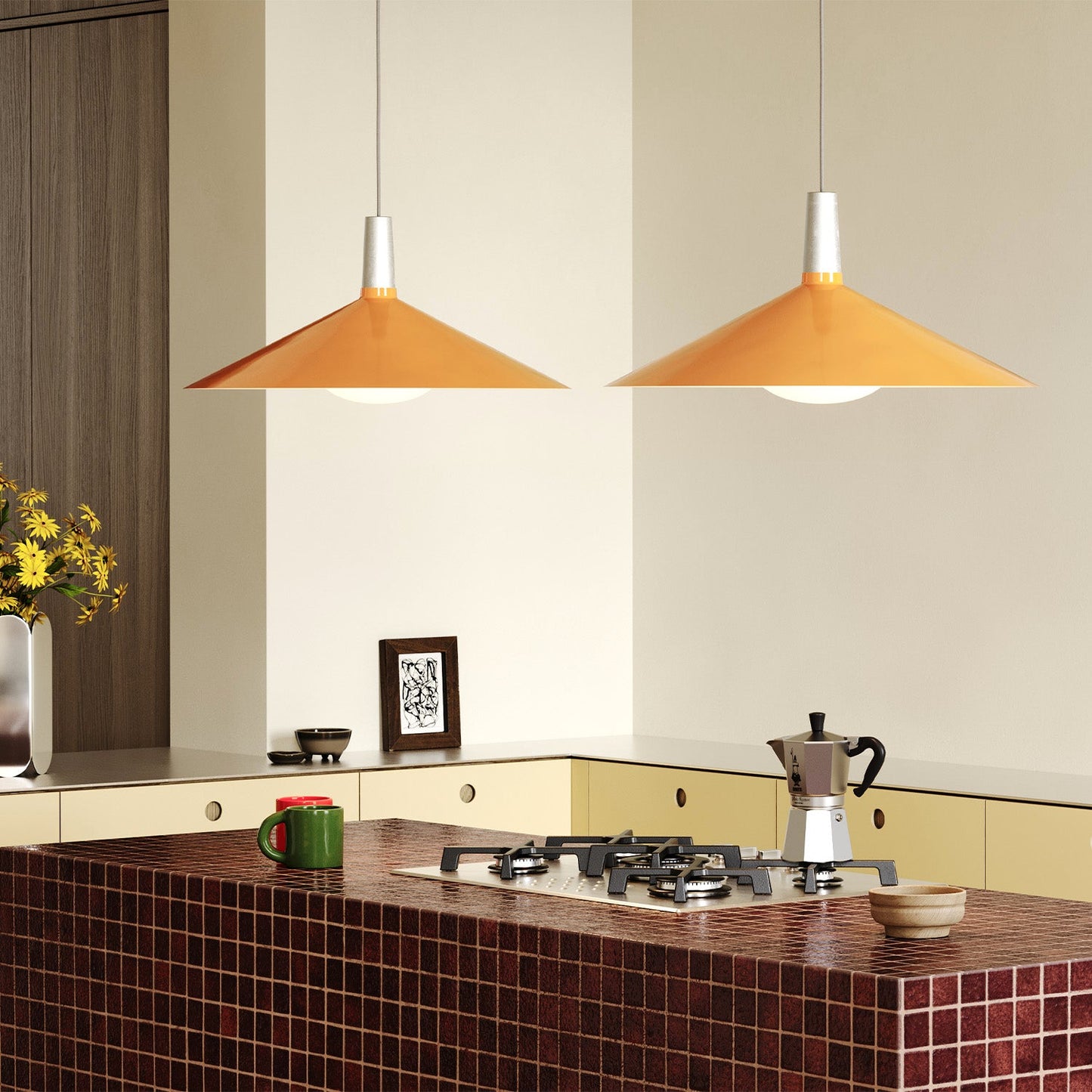 Bower Pendant Light Large in Yellow + Oval II