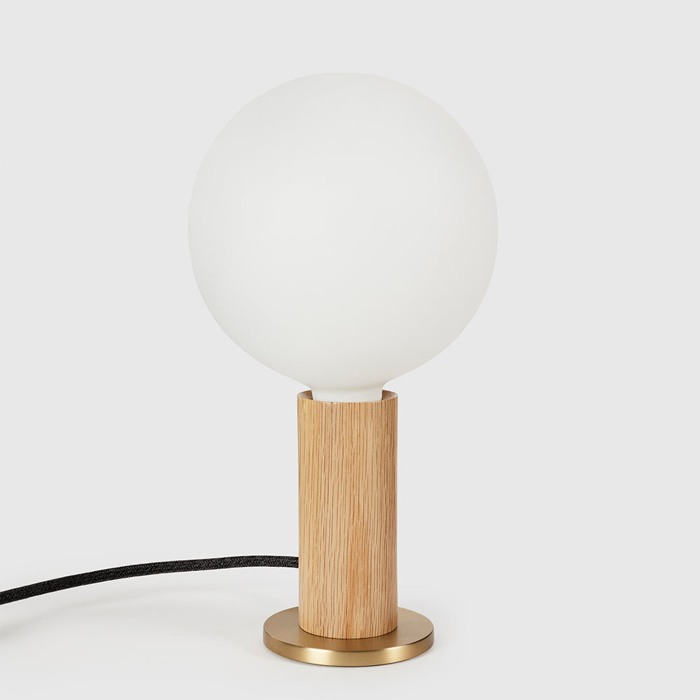 Knuckle Table Lamp in Oak + Sphere IV